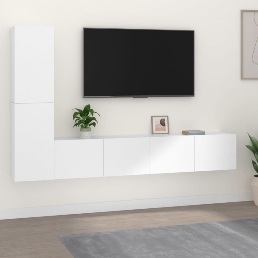 Ensemble de meubles TV 4 pcs Blanc Bois d'ingénierie