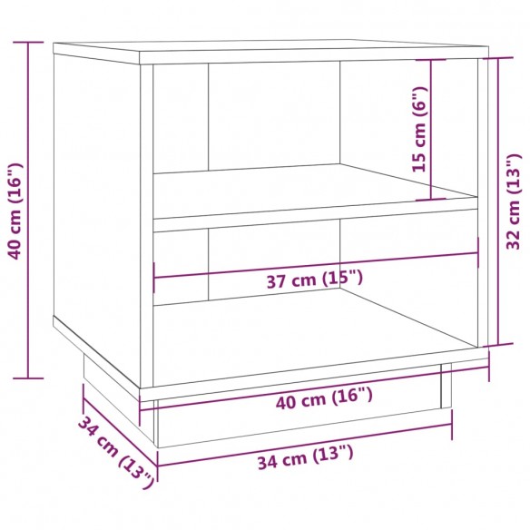 Table de chevet Gris 40x34x40 cm Bois de pin solide