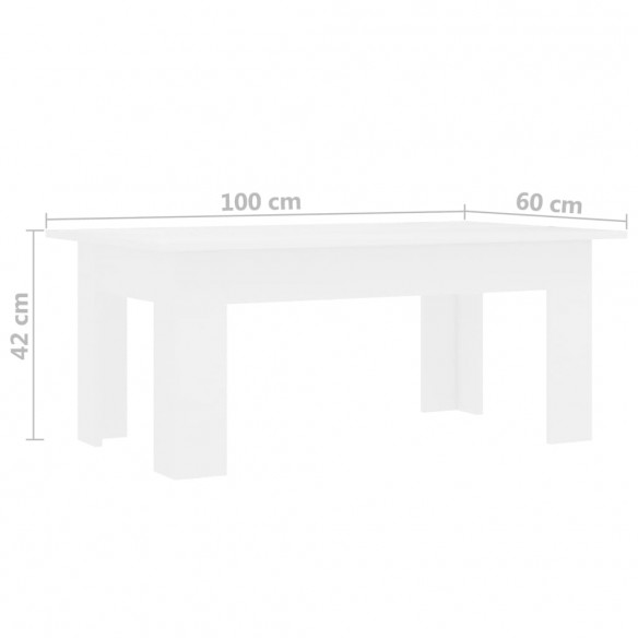 Table basse Blanc 100x60x42 cm Bois d'ingénierie