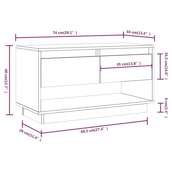 Meuble TV 74x34x40 cm Bois de pin massif