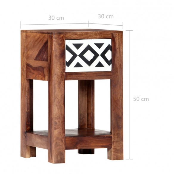 Table de chevet 30 x 30 x 50 cm Bois massif de Sesham