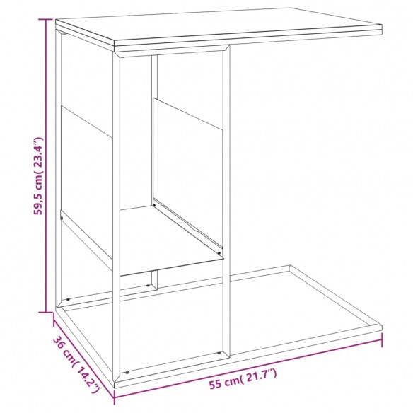 Table d'appoint Noir 55x36x59,5 cm Bois d'ingénierie