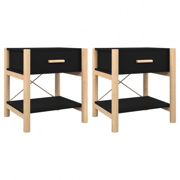 Tables de chevet 2 pcs Noir 42x38x45 cm Bois d’ingénierie