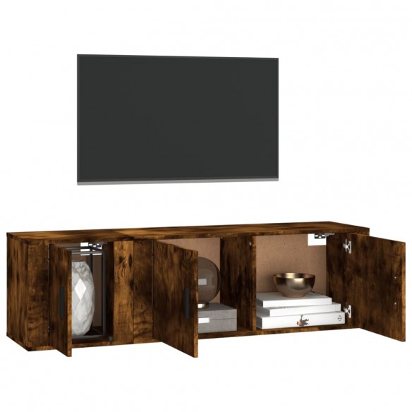 Ensemble de meubles TV 2 pcs Chêne fumé Bois d'ingénierie