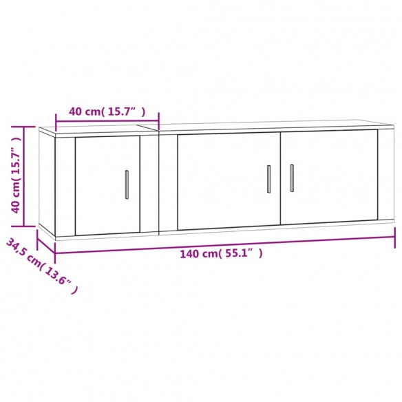 Ensemble de meubles TV 2 pcs Chêne fumé Bois d'ingénierie