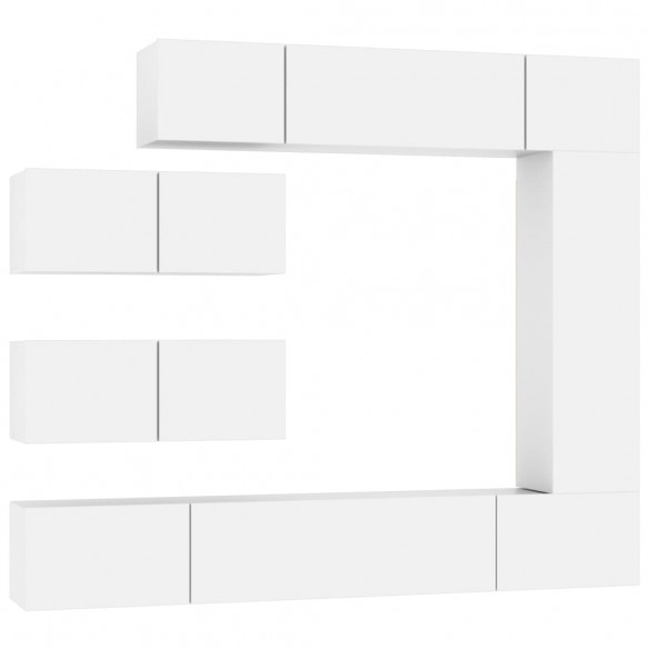 Ensemble de meubles TV 7 pcs Blanc Bois d'ingénierie