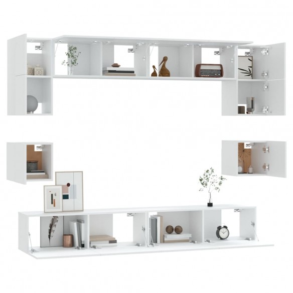 Ensemble de meubles TV 8 pcs Blanc Bois d'ingénierie