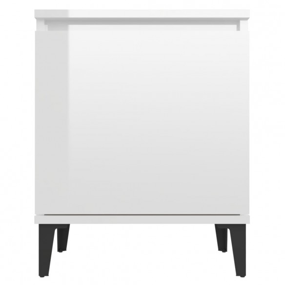 Table de chevet avec pieds en métal Blanc brillant 40x30x50 cm