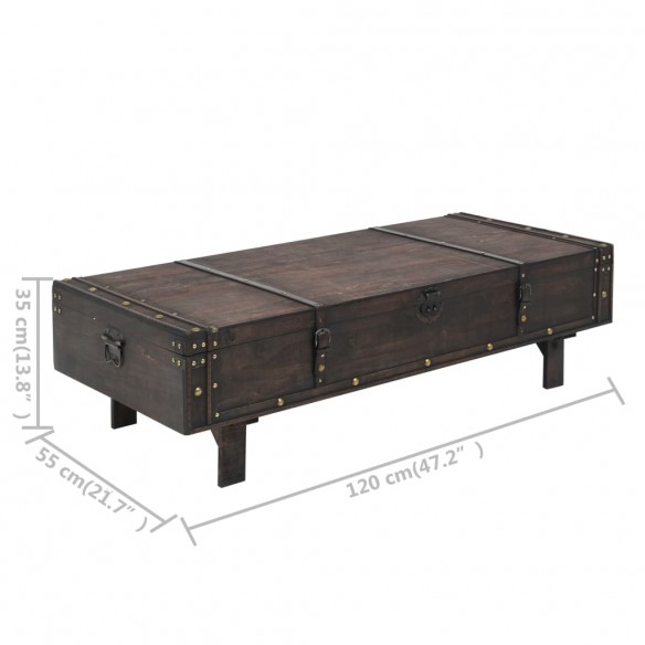 Table basse Bois massif style vintage 120 x 55 x 35 cm