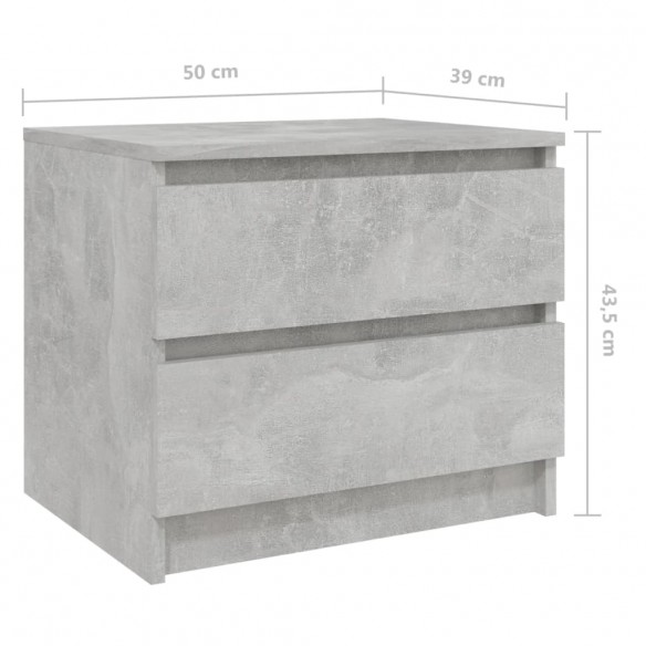 Table de chevet Gris béton 50x39x43,5 cm Aggloméré