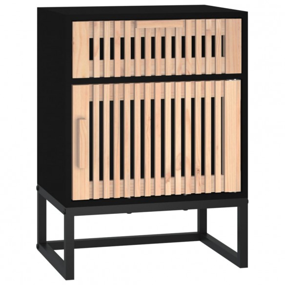 Tables de chevet 2 pcs noir 40x30x55,5cm bois ingénierie et fer