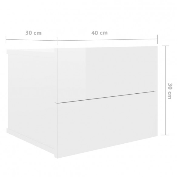 Table de chevet Blanc brillant 40 x 30 x 30 cm Aggloméré