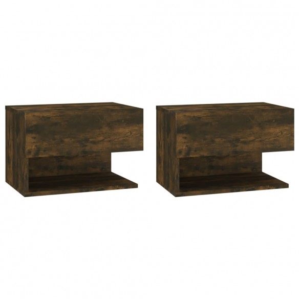 Tables de chevet murales 2 pcs Chêne fumé