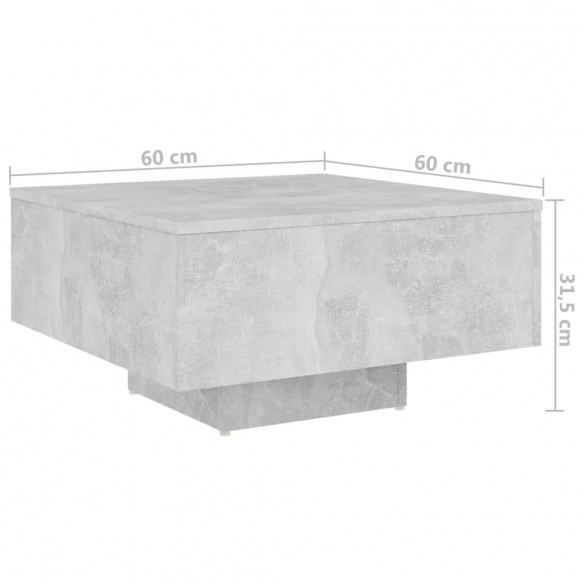 Table basse Gris béton 60x60x31,5 cm Aggloméré