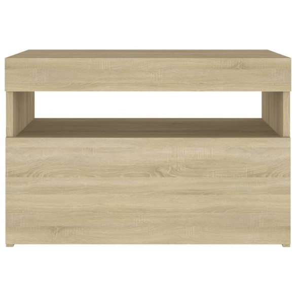 Table de chevet avec lumières LED chêne sonoma 60x35x40 cm