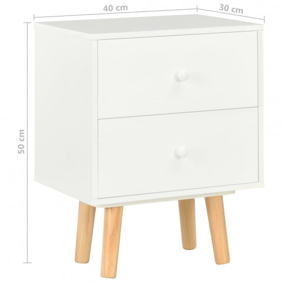 Tables de chevet 2 pcs Blanc 40 x 30 x 50 cm Pin massif