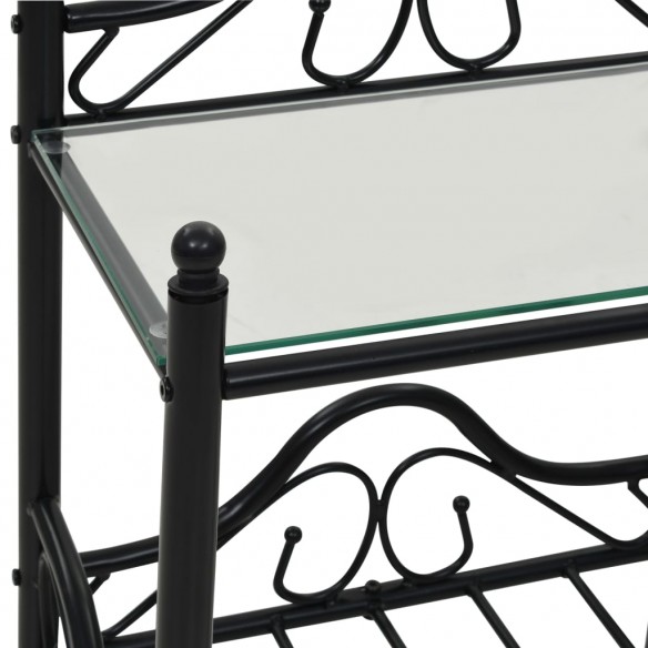 Table de chevet Acier et verre trempé 45 x 30,5 x 60 cm Noir