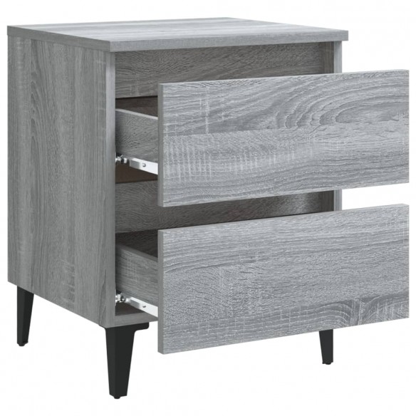 Tables de chevet pieds en métal 2 pcs Sonoma gris 40x35x50 cm