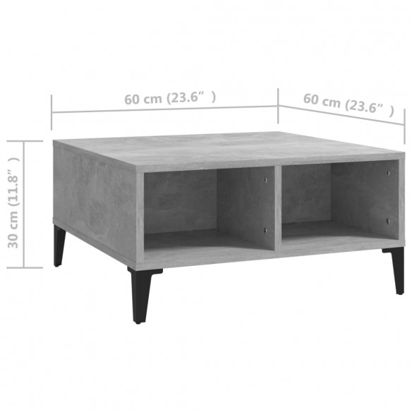 Table basse Gris béton 60x60x30 cm Aggloméré
