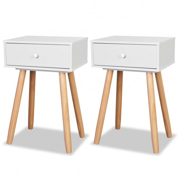 Table de chevet 2 pcs Bois de pin massif 40 x 30 x 61 cm Blanc