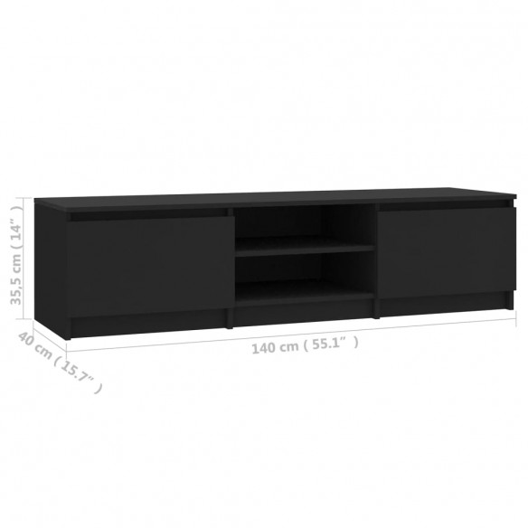 Meuble TV Noir 140x40x35,5 cm Aggloméré