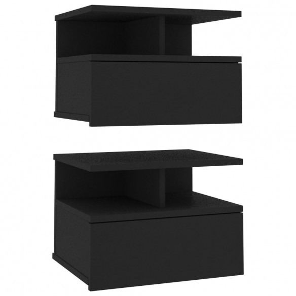 Tables de chevet flottantes 2 pcs Noir 40x31x27 cm Aggloméré