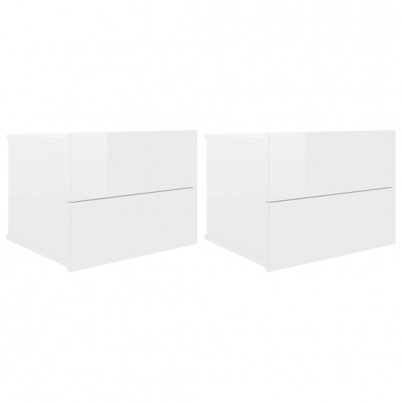 Tables de chevet 2 pcs Blanc brillant 40 x 30 x 30 cm Aggloméré