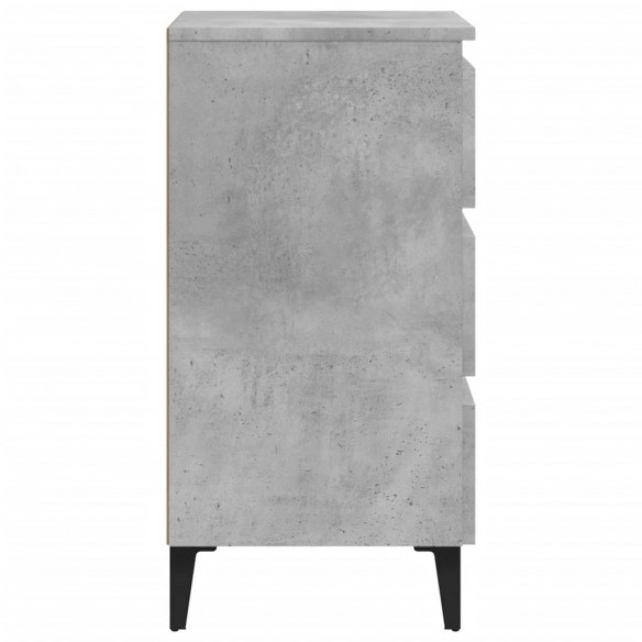 Table de chevet avec pieds en métal Gris béton 40x35x69 cm