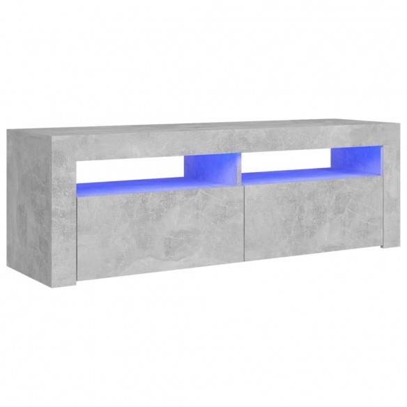 Meuble TV avec lumières LED gris béton 120x35x40 cm