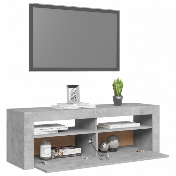 Meuble TV avec lumières LED gris béton 120x35x40 cm