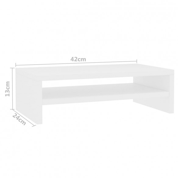 Support de moniteur Blanc 42 x 24 x 13 cm Bois d'ingénierie