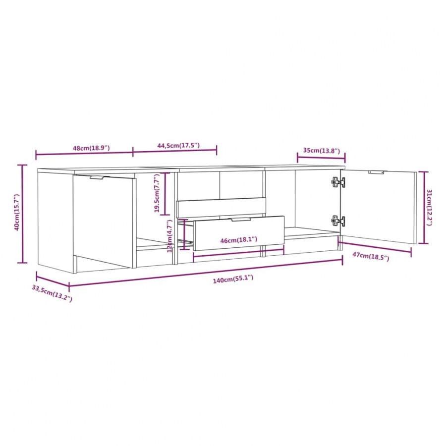 Meuble TV Chêne sonoma 140x35x40 cm  Meuble TV Chêne sonoma 140x35x40 cm