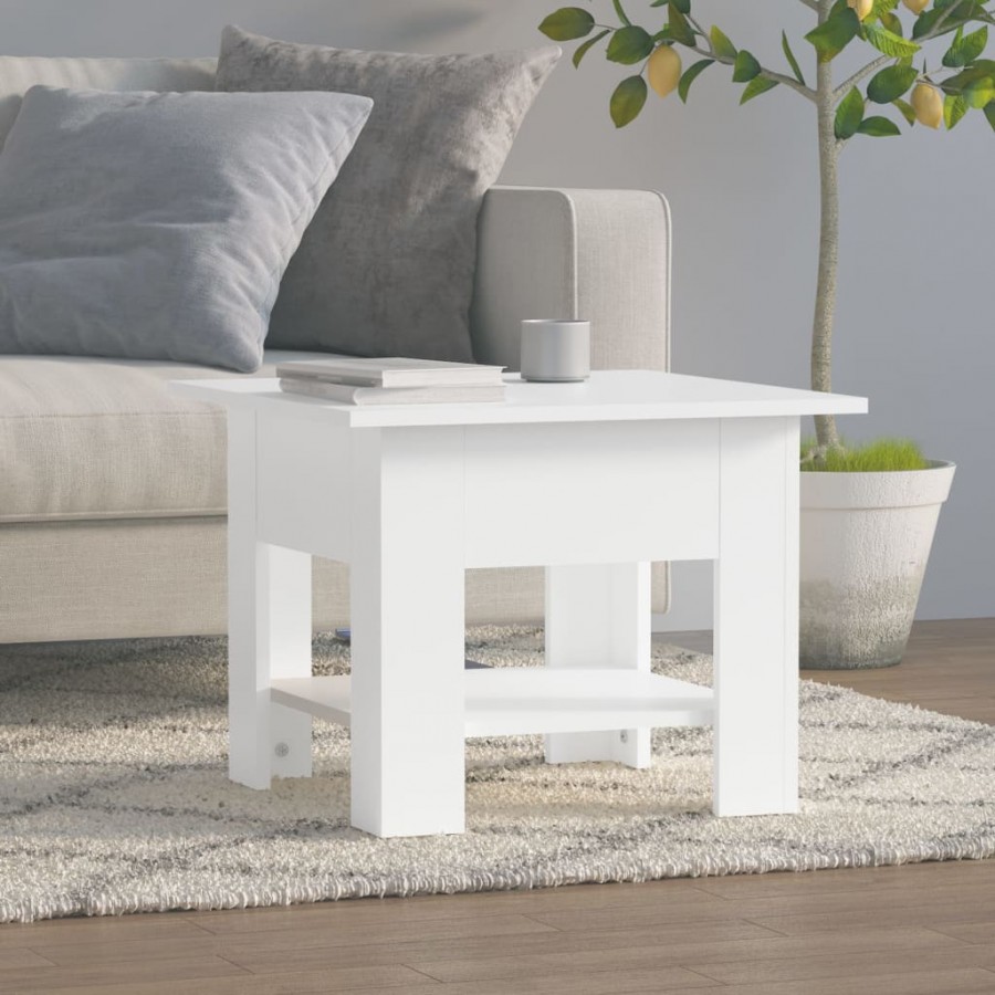 Table basse blanc 55x55x42 cm bois d'ingénierie