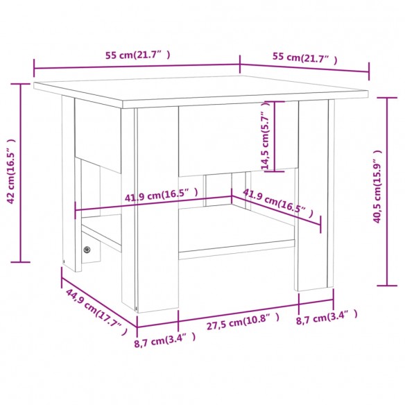 Table basse blanc 55x55x42 cm bois d'ingénierie