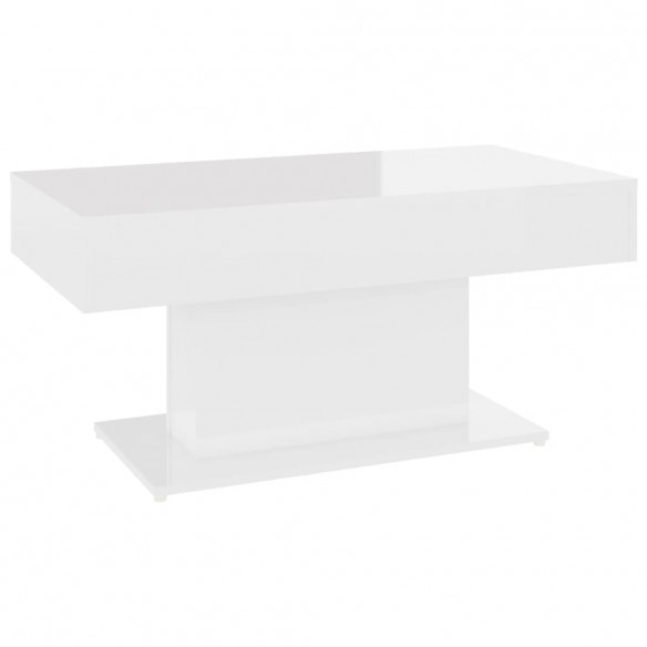Table basse Blanc brillant 96x50x45 cm Aggloméré