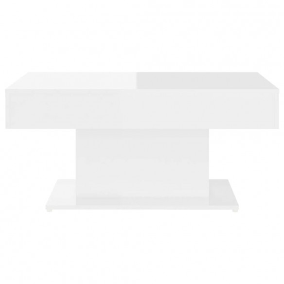 Table basse Blanc brillant 96x50x45 cm Aggloméré
