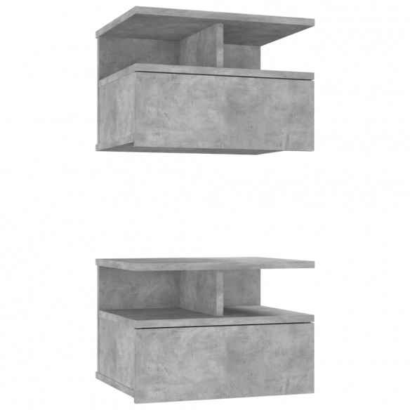 Tables de chevet flottantes 2 pcs Gris béton 40x31x27 cm Aggloméré