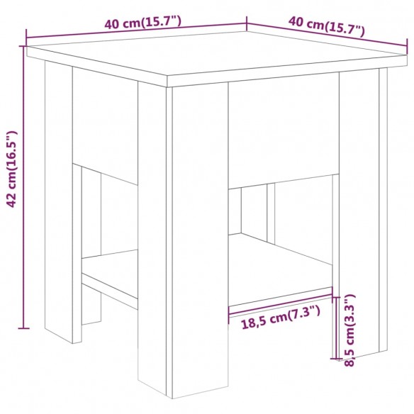 Table basse Sonoma gris 40x40x42 cm Bois d'ingénierie