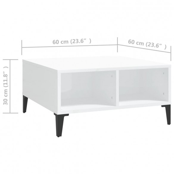Table basse Blanc brillant 60x60x30 cm Aggloméré
