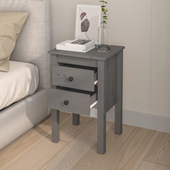 Tables de chevet 2 pcs Gris 40x35x61,5 cm Bois de pin massif