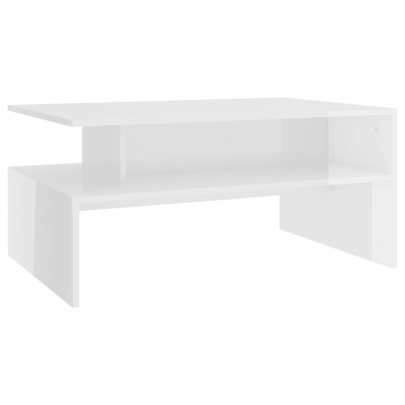 Table basse Blanc brillant 90x60x42,5 cm Aggloméré