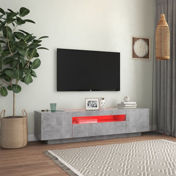 Meuble TV avec lumières LED gris béton 160x35x40 cm