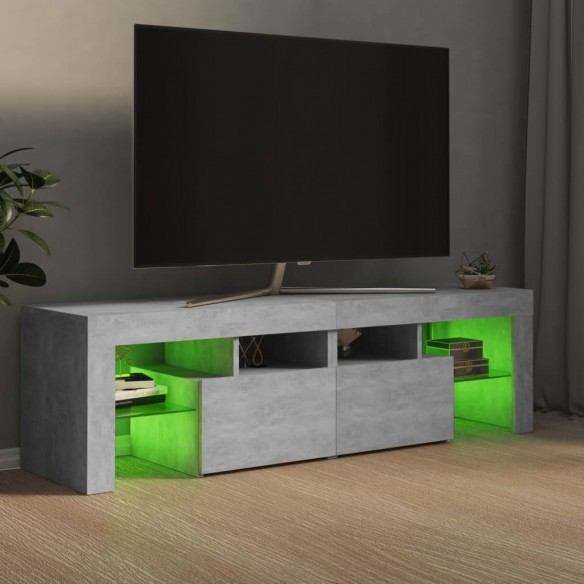 Meuble TV avec lumières LED Gris béton 140x36,5x40 cm