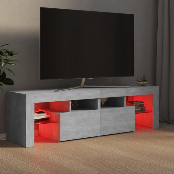 Meuble TV avec lumières LED Gris béton 140x36,5x40 cm