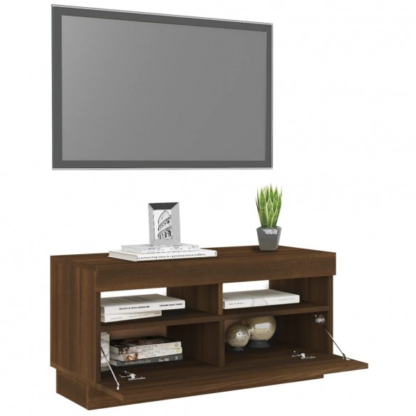 Meuble TV avec lumières LED chêne marron 80x35x40 cm