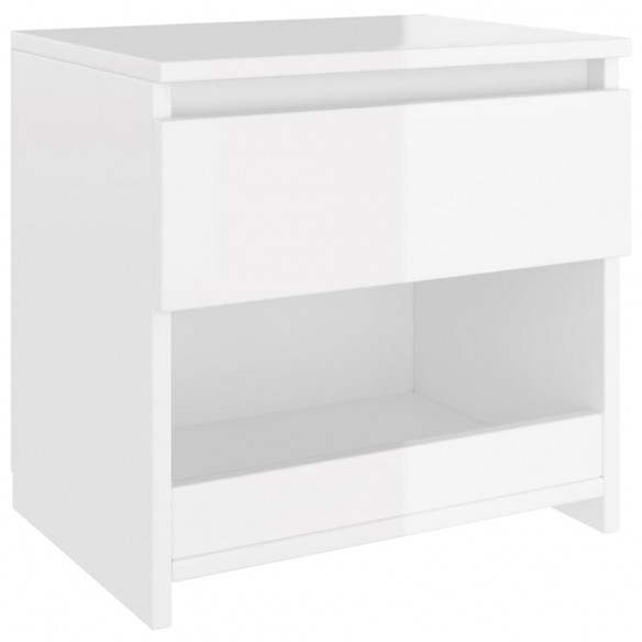 Tables de chevet 2 pcs Blanc brillant 40x30x39 cm Aggloméré