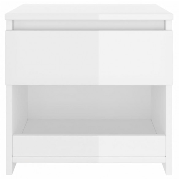 Tables de chevet 2 pcs Blanc brillant 40x30x39 cm Aggloméré