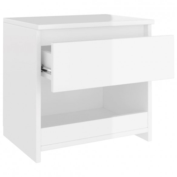 Tables de chevet 2 pcs Blanc brillant 40x30x39 cm Aggloméré