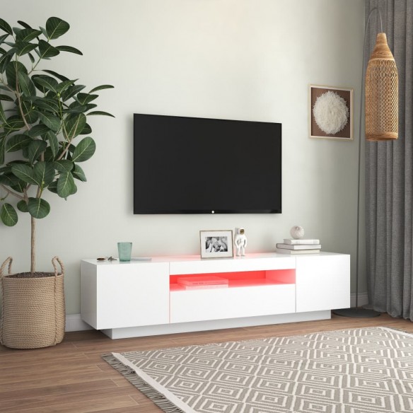 Meuble TV avec lumières LED blanc 160x35x40 cm