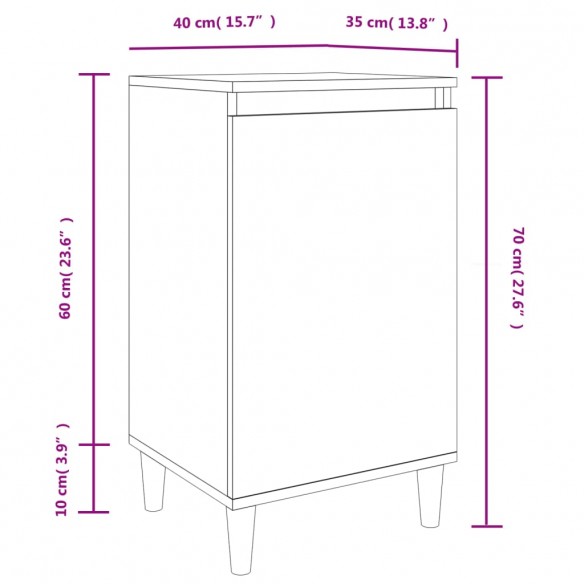 Table de chevet chêne sonoma 40x35x70 cm bois d'ingénierie